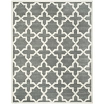 SAFAVIEH Chatham Giovanni Geometric Wool Area Rug, Dark Grey/Ivory, 8'9" x 8'9" Square