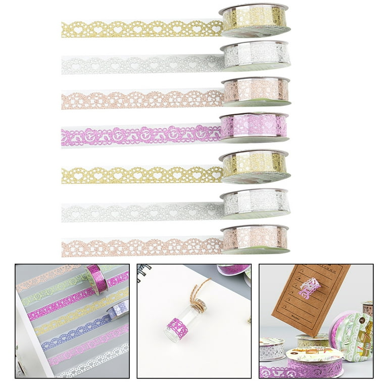 Wrapables Hollow Lace Pattern Washi Masking Tape 2M Length Total (Set of  2), White Geometric, 2 pieces - Baker's