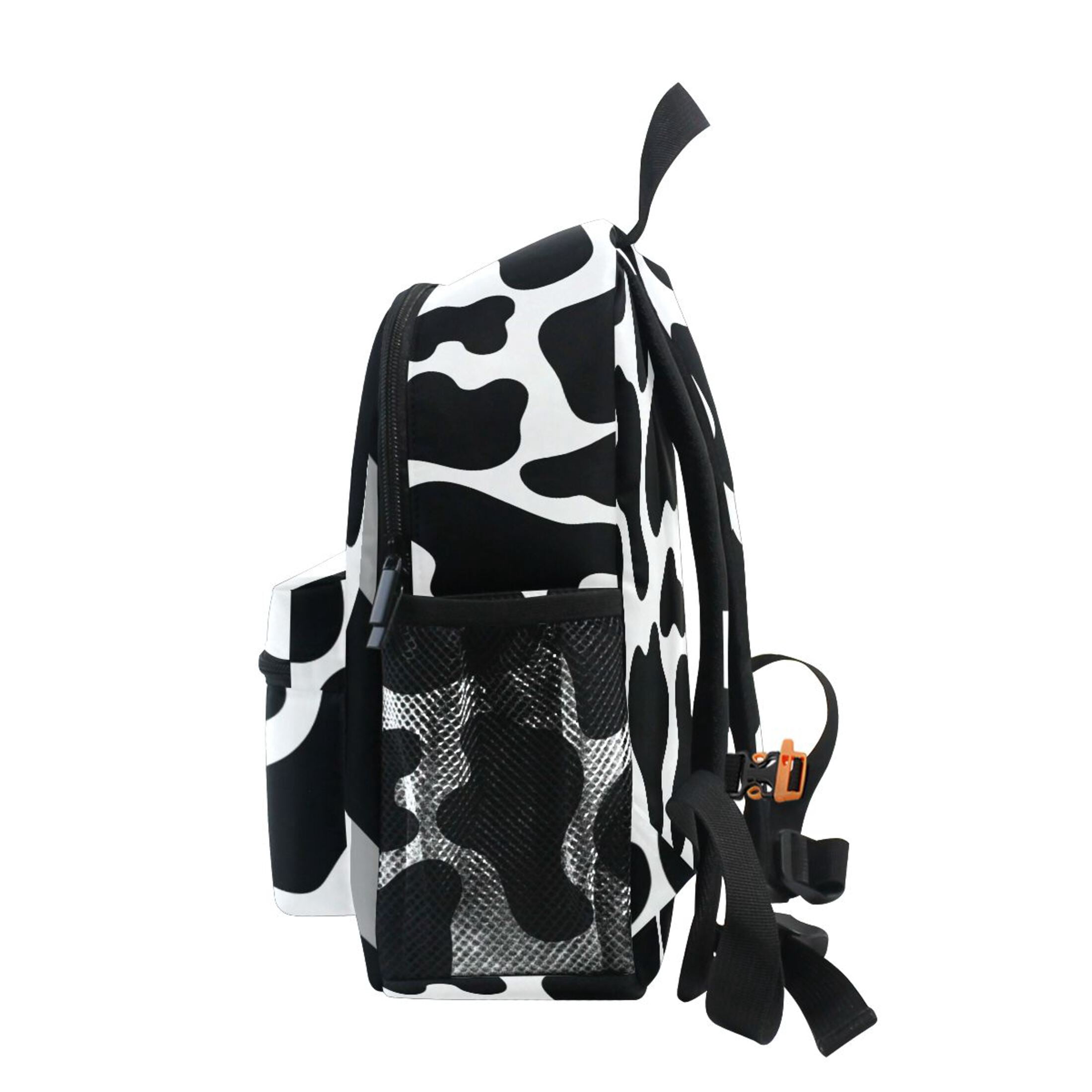 Cow Print Pattern Mini Backpack Cute Small Backpack with Chest Strap and Whistle Ages 3-8
