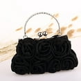 thumbnail image 6 of OPOLSKI Women Rose Flower Pattern Faux Silk Handbag Bridal Clutch Bag for Wedding Evening Party, 6 of 8