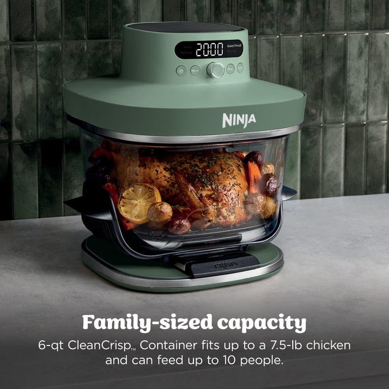 Ninja Crispi Pro Glass Air Fryer 6-Qt, 4-in-1, Air Fry Bake Recrisp Dehydrate, Dishwasher Safe, AS100GN