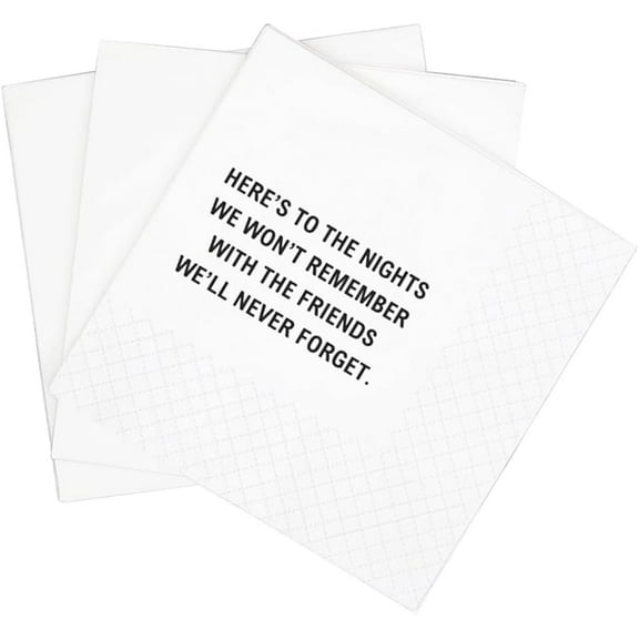 20pcs Funny Quotes Cocktail Napkins, Here's To The Nights We Won't Remember With The Friends We'll Never Forget Birthday Bachelor Retirement Cocktail Napkins , 5x5" (To The Nights) 5"x5"