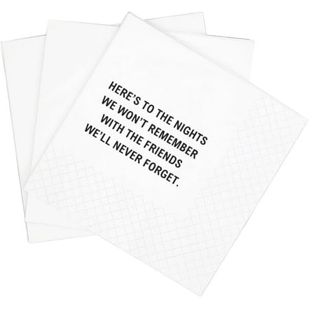 20pcs Funny Quotes Cocktail Napkins, Here's To The Nights We Won't Remember With The Friends We'll Never Forget Birthday Bachelor Retirement Cocktail Napkins , 5x5" (To The Nights) 5"x5"