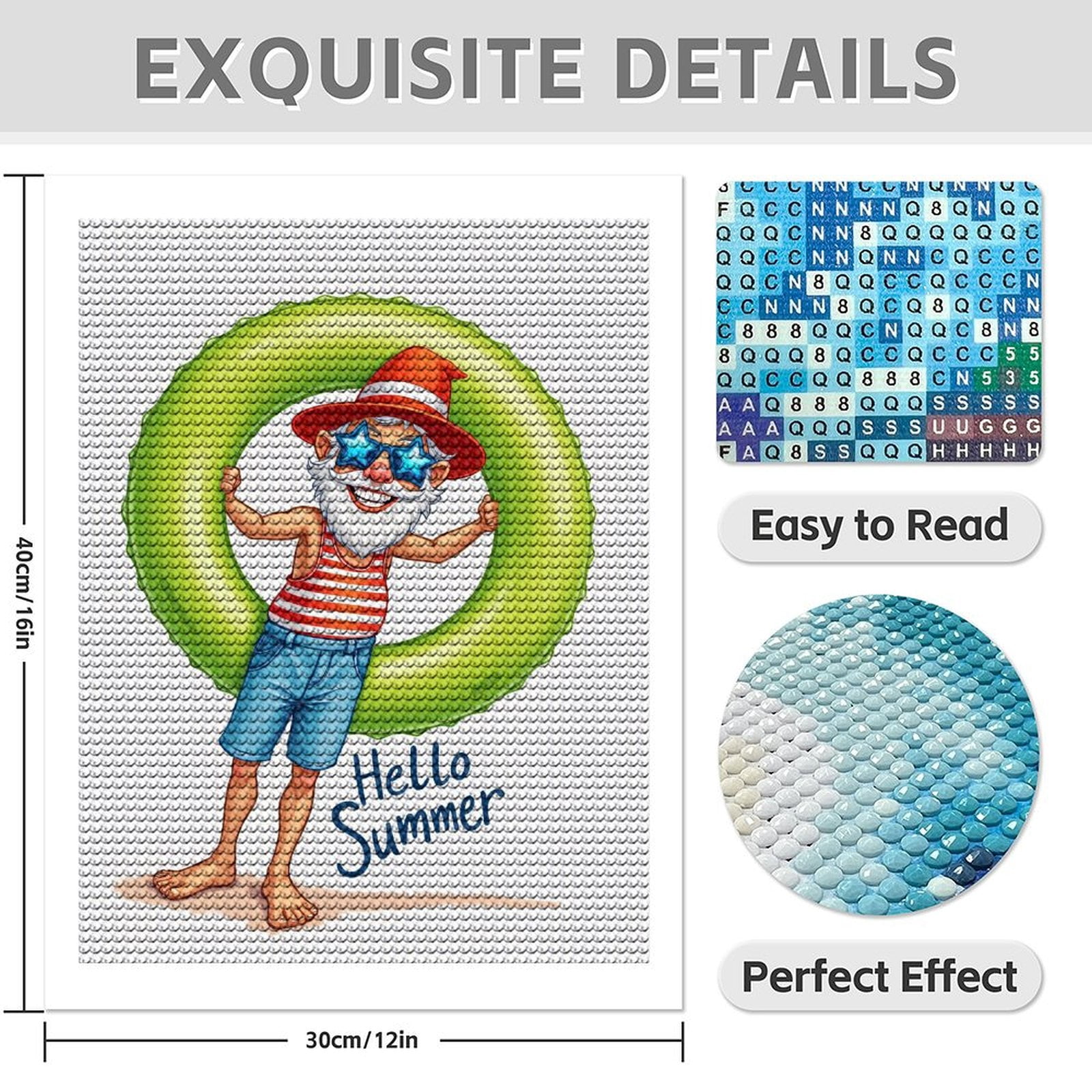 Diamond Art Kit for Adults, Cheerful Vacation Grandpa Vibes Diamond Painting for Adults Beginners, 5D DIY Diamond Art Painting Kits, Colorful Diamond Painting Craft for Home Decor 12x16