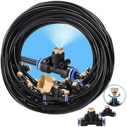 Misting System, Outdoor Misting Cooling System for Patio, 75.46FT (23M) Misting Line + 25 Brass Mist Nozzles Brass Adapter for Patio Garden Trampoline Greenhouse