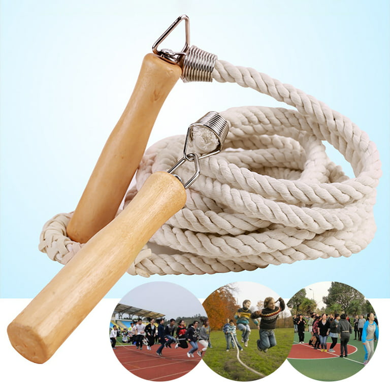 Hesroicy 3/5/7/10m Thick Rope Electroplated Spring Group Skipping Rope  Anti-slip Wooden Handles School Collective Long Jump Rope Sports Equipment