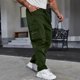 thumbnail image 1 of Pantalones largos para hombre, primavera y verano, color liso, bolsillos, color liso, cordón ajustable, ropa de trabajo, pantalones deportivos e informales, pantalones de poliéster para hombre., 1 of 8