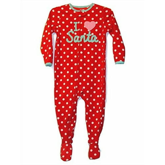 Carter's Girl's I Love Santa Red Dot Fleece Footed Pajama Sleeper, Size 3T