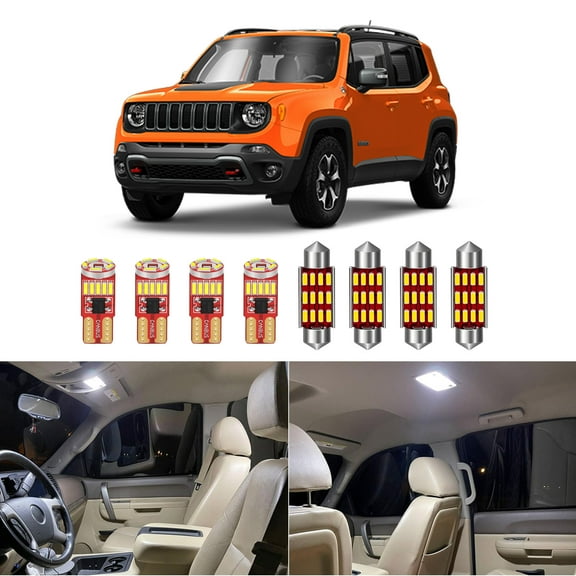 11Pcs For Renegade LED Interior Light Kit for Jeep Renegade 2015 2016 2017 2018 2019 2020 2021 2022 2023 Interior Map Dome Trunk Vanity Mirror LED   Install Tool