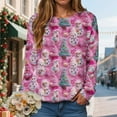 thumbnail image 2 of larppty Women's Ugly Christmas Sweatshirts with Print Funny Graphic Sweater for Xmas Party （Hot Pink, L）, 2 of 6