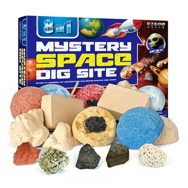 Pirate Treasures Dig Kit Mystery World Fossil and with 8 Bricks Digging Tools STEM Archaeology Paleontology Educa