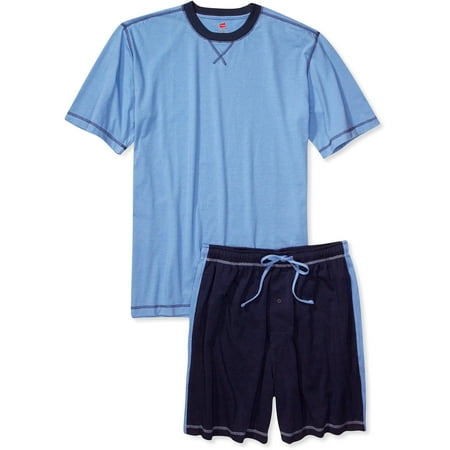 Big Men's Crew Tee and Shorts Sleep Set, Size 2XL