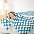 thumbnail image 4 of Homewish Fashion Checkered Plaid Bedding Comforter Set for Kids, Blue Rectangle Square Twin Comforter Sets, Chic Buffalo Art Reversible Bedding Set, Luxury Bedroom Decor, 2pcs, 4 of 8