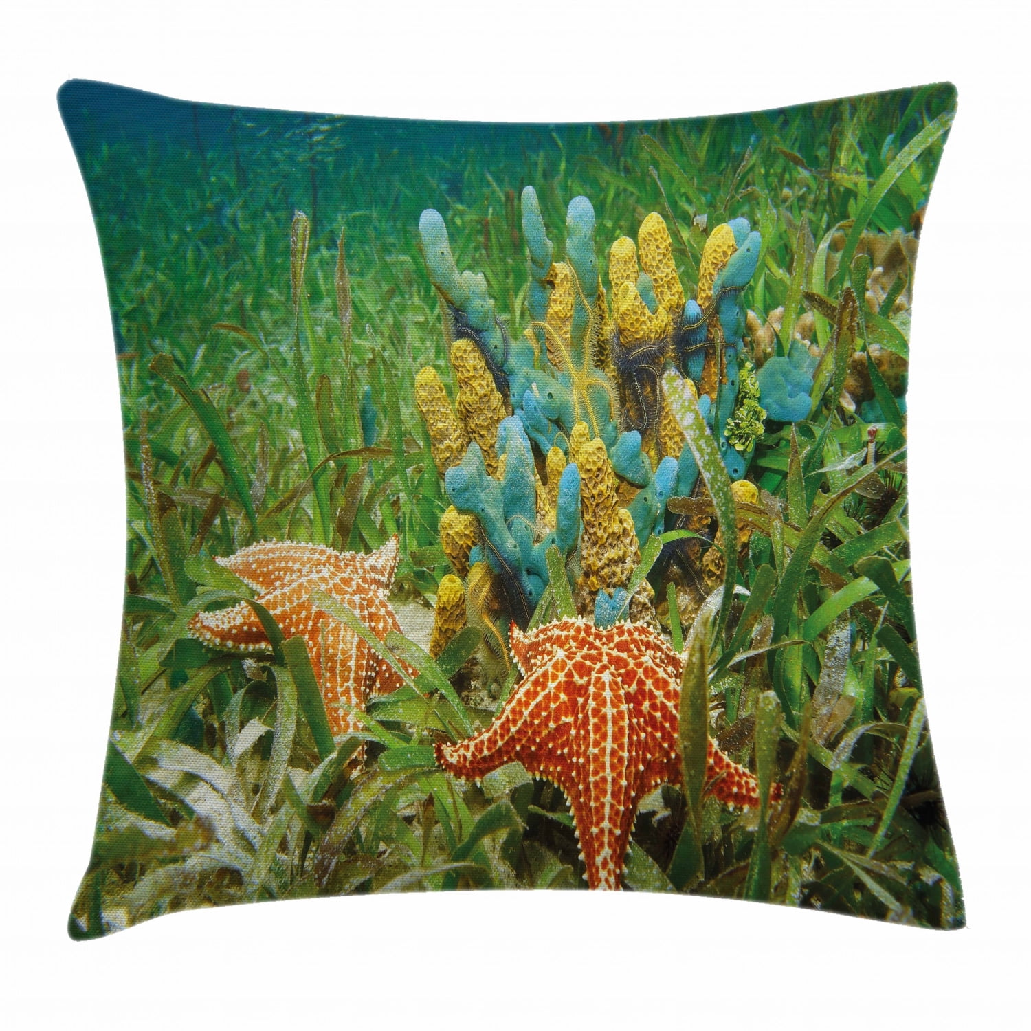 Starfish Decor Throw Pillow Cushion Cover, Underwater Life with