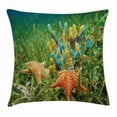 thumbnail image 1 of Starfish Decor Throw Pillow Cushion Cover, Underwater Life with Colorful Sponges and Starfish Surrounded by Seagrass, Decorative Square Accent Pillow Case, 24 X 24 Inches, Multicolor, by Ambesonne, 1 of 2