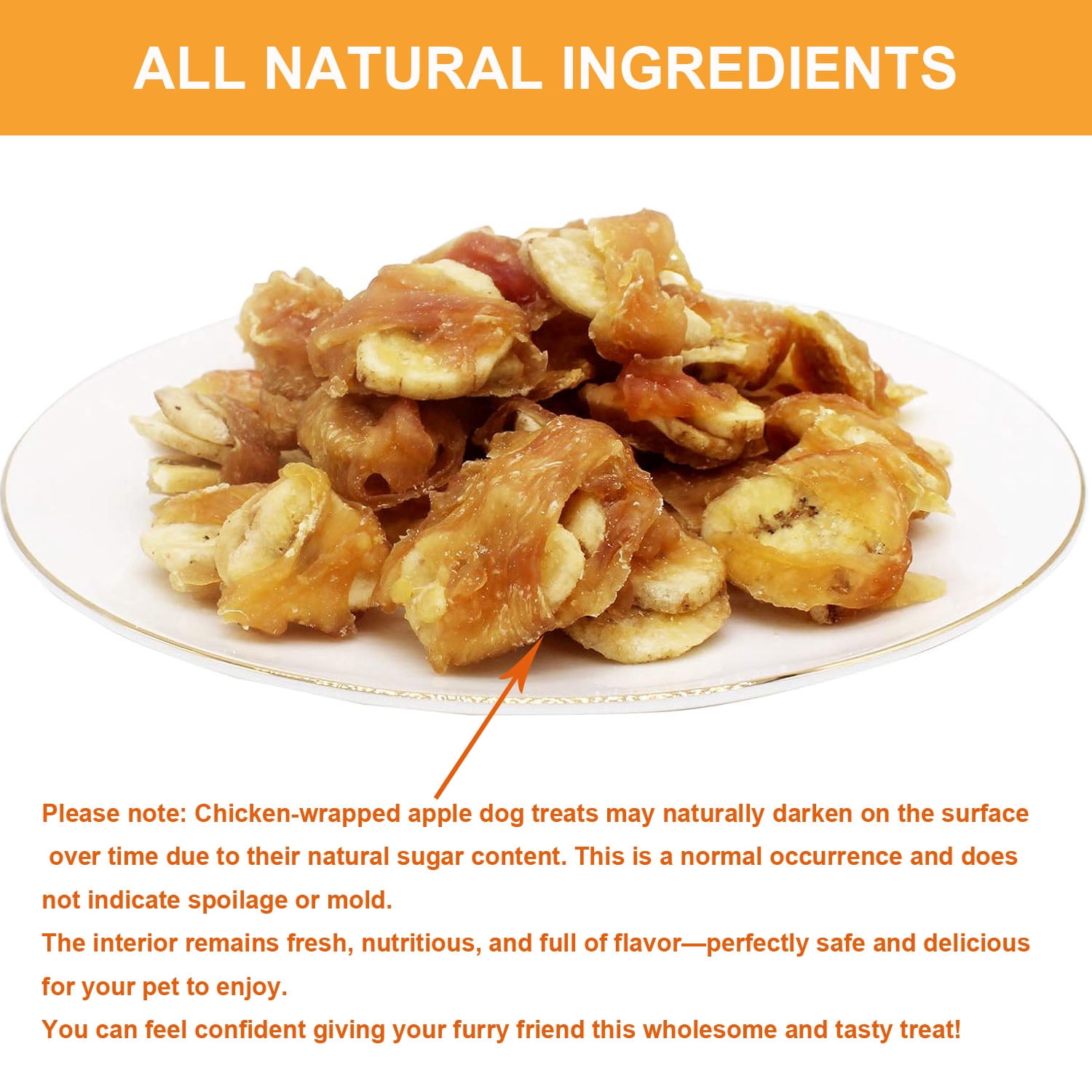 3.53oz*6Packs Chicken Wrapped Apple Dog Treats - Grain-Free and Gluten-Free Chewy Dog Snacks, Natural High-Protein Training Treats For Small to Large Dogs, Healthy Puppy Jerky Bites