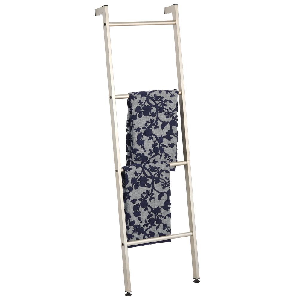 mDesign Metal WallLeaning Towel Ladder for Bathroom 4Level