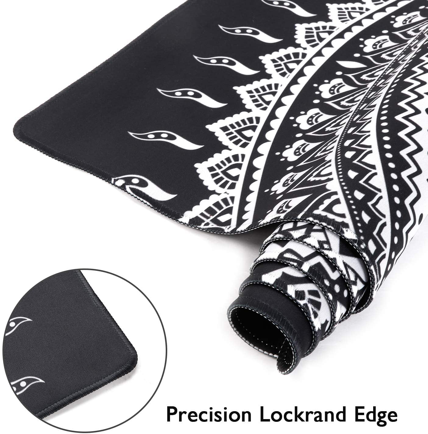 Cute Desk Decor Office Desk Writing Pad with Non-Slip Rubber Base for Home Office Work Accessories iLeadon Desk Pad Protector Black Mandala Large Gaming Mouse Pad 35.1 x 15.75-inch 2.5mm Thick 