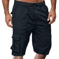 thumbnail image 2 of BUWTTER Men's Casual Shorts with Cargo Pockets Loose Fit Solid Color Cotton Everyday Summer Bottoms Lightweight Navy S, 2 of 4