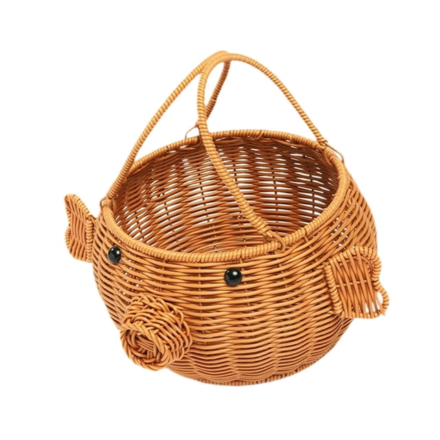 Cesta de picnic con forma de cerdo, cesta de flores tejida a mano, de almacenamiento para juguetes de mesa, para sala de estar, granja, camping,