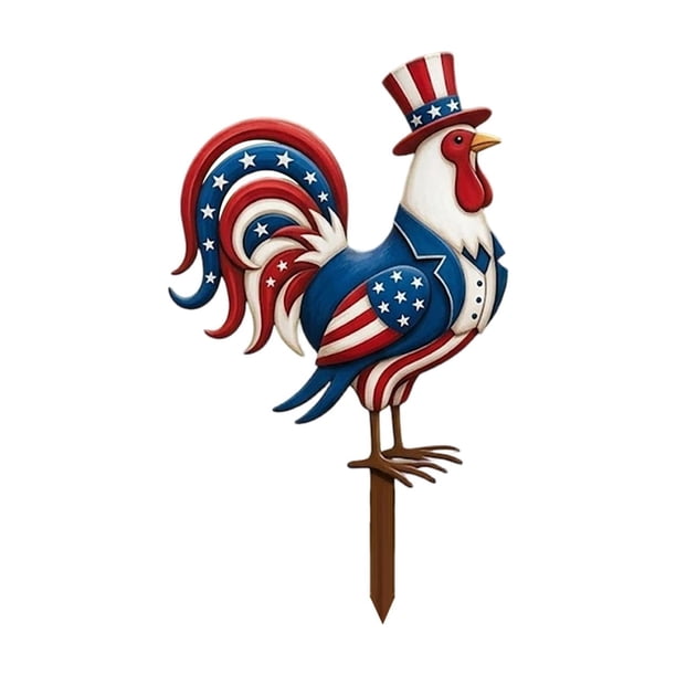 Patriotic 4th of July Metal Yard Stake Double-Sided Outdoor Garden Decor Independence Day Sign for Porch Courtyard 11.8 X 7.9IN