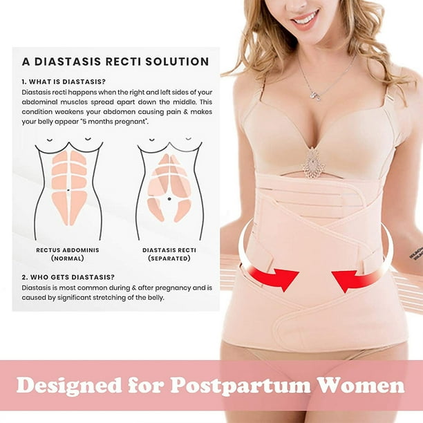 Postpartum Belly Wrap 3 in 1 Belt, Postpartum Belly Girdle Support Recovery  Waist Pelvis Band, Body Shaper Postnatal Shapewear 