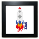 thumbnail image 1 of Nave espacial rocket fire universo píxel Mesa de pared con marco cuadrado negro, 1 of 4