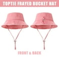 thumbnail image 2 of TOPTIE Frayed Bucket Sun Hats Casual Wide Brim Cotton Beach Hat Vacation Travel Accessories Unisex-SkyBlue, 2 of 7