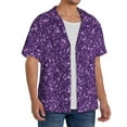 thumbnail image 2 of Sikiie Purple Glitter Men's Wrinkle Free Untucked Cuban Shirt Business Casual Button Down Shirts Short Sleeve ShirtMedium, 2 of 5