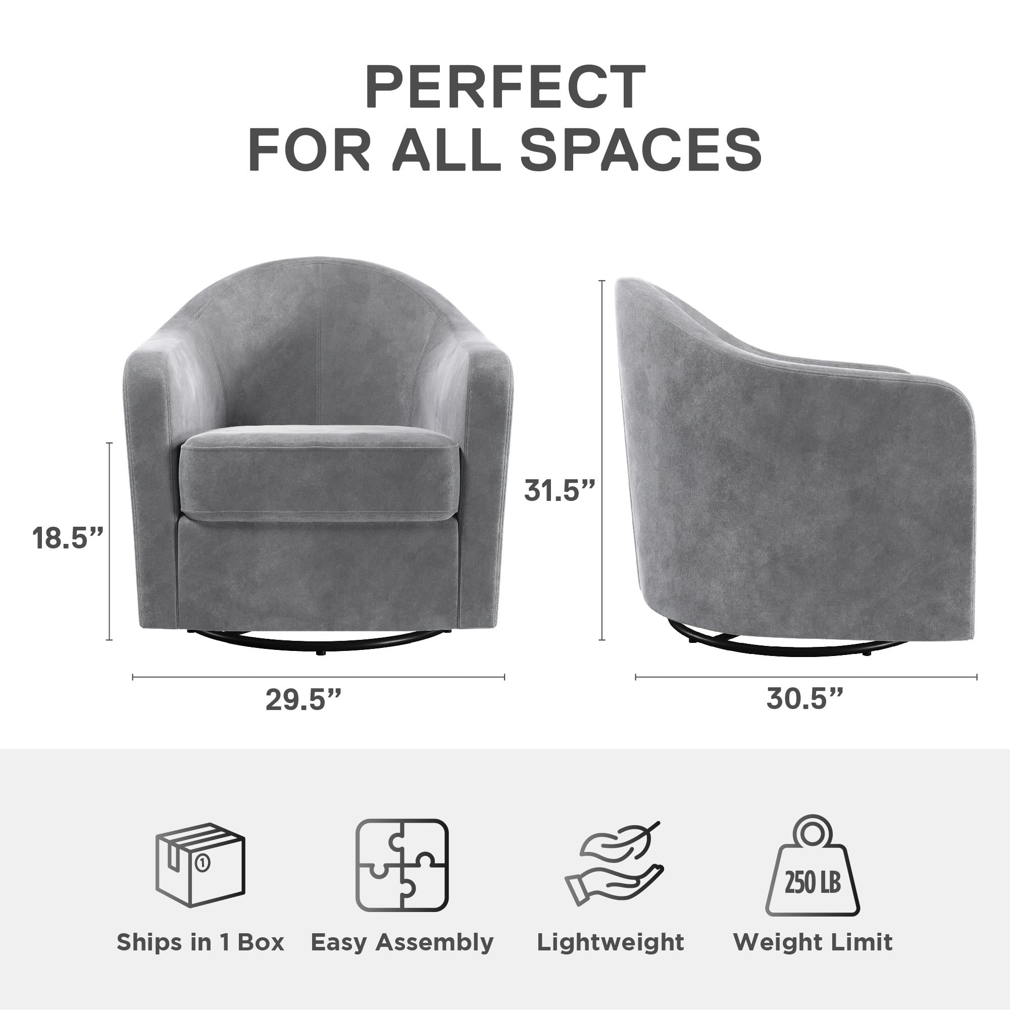 DHP Gentle Swivel Curved Accent Chair, Light Gray Velvet