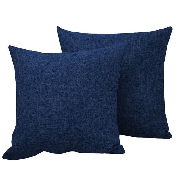 Hongan Funda de Almohada Funda de Almohada Decorativa Amarilla para Sofá Fundas de Almohada Cuadradas de Lino Rústico para el Hogar para Decoración Del Sofá Del Hogar 18 " 18" Paquete de 2 Azul Oscuro