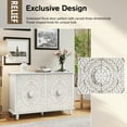 thumbnail image 2 of HLR 48"W Vintage Wood 4 Doors Sideboard Buffet Cabinet with Storage for Living Room, Credenza White., 2 of 7