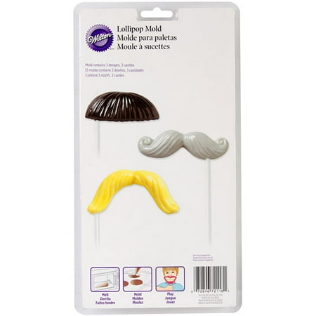 - Wilton 3-Cavity Lollipop Mold, Mustaches 3 Designs 2115-2118