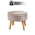 thumbnail image 2 of Home Soft Things Heavy Faux-fur Oval Ottoman - Light Brown - 22" x 18" x 18", 2 of 6