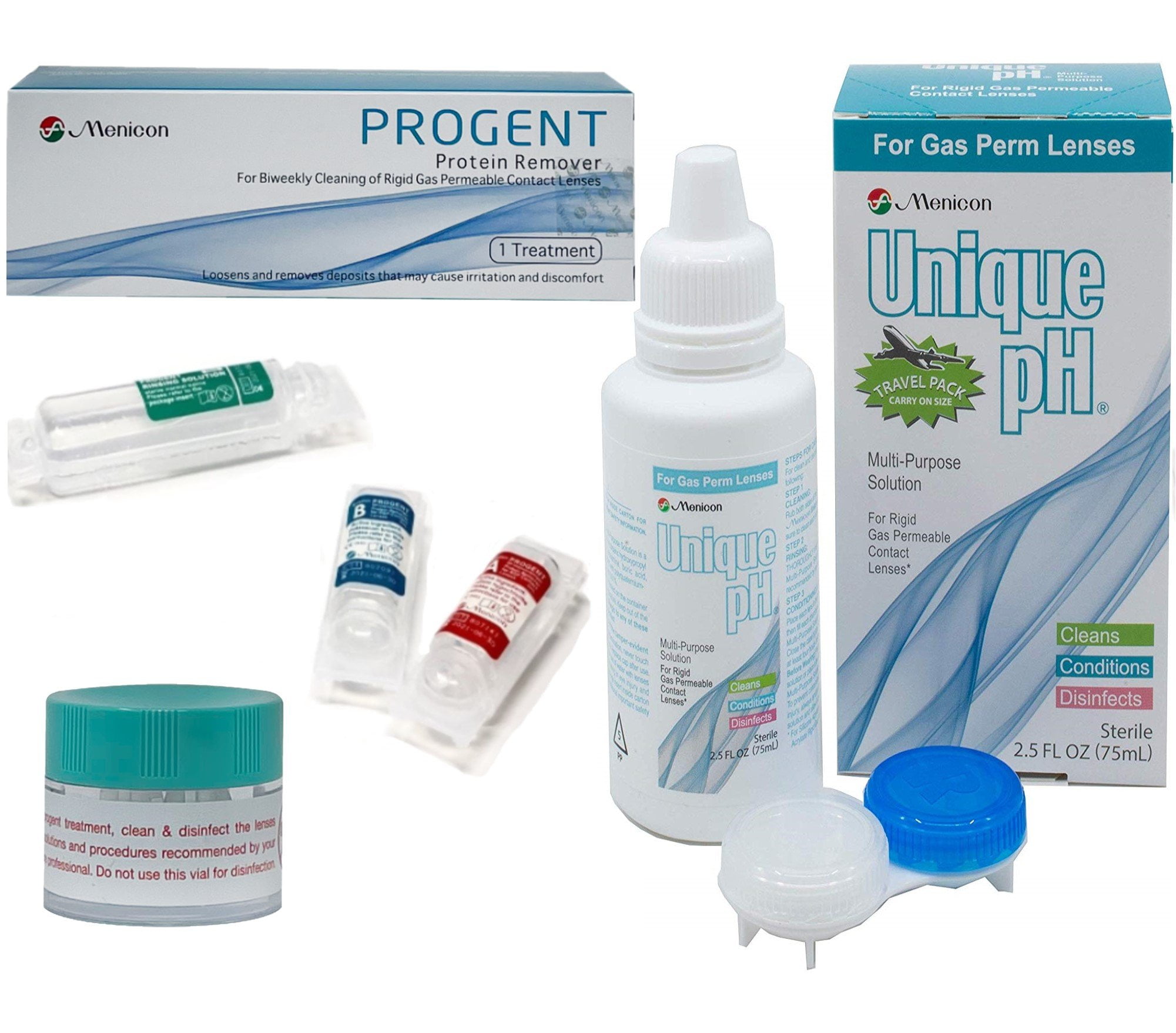 Menicon Progent Contact Lens Cleaner, Unique Saline Solution 2 Items