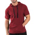 thumbnail image 2 of CIENVNSTG New Mens Hoodies Sweatshirts Short Sleeve Men Hoodies Sweatshirt Casual Solid Color Man hoody For Male Hooded Wine 3XL, 2 of 4