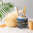 thumbnail image 5 of Ambesonne America Soap Dispenser & Toothbrush Holder Set, Mountain Lake Park West, 2 Pcs, Green Brown Blue, 5 of 6