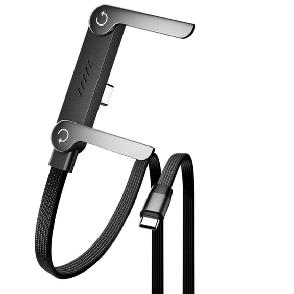 240W Braided Foldable Phone Stand Cord | Invisible Holder Charger Cable with T-Shaped Foldable Stand, Durable Type-C to Type-C 4.9FT for Smartphones & Tablets