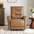 thumbnail image 3 of Spruce & Spring Genuine Leather Swivel Glider Recliner with Triple Motor Support, Saddle, 3 of 14
