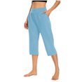 thumbnail image 4 of Chbgutlmr Pants for Women 2pc Capris Mid Waisted Cropped Athletic Summer Casual Loose Trousers Pockets, 4 of 9