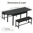 thumbnail image 5 of FiveWillowise 3-Piece Contemporary Steel Extendable Dining Table with Benches, Black, 5 of 8