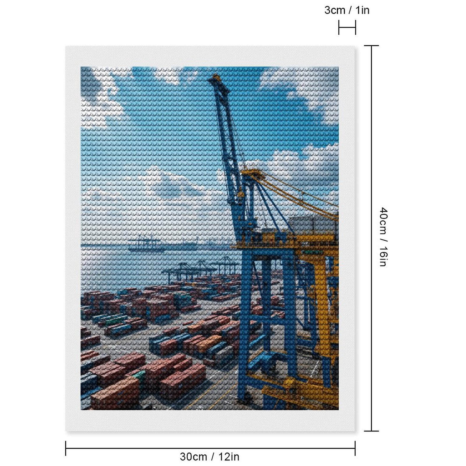 Diamond Art Kits for Adults, Cargo Port With Shipping Containers 5D Diamond Painting Kits for Adults Beginners, DIY Full Drill Diamond Painting, Gem Art and Crafts 12x16
