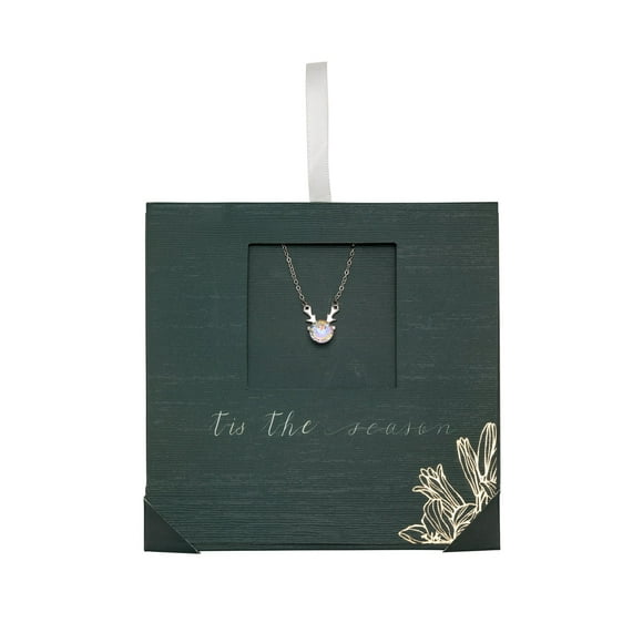callura Aurora Borealis Deer Swarovski Crystal Pendant Necklace with Holiday Gift Card – Elegant AB Swarovski Crystal Deer Design and Silver Chain for Women