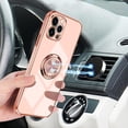 thumbnail image 6 of for iPhone 12 Pro Ring Holder Case 360 Degree Rotation Kickstand Girly Case Shiny Glitter Plating Rose Gold Edge Work with Magnetic Car Mount Slim Soft Tup Case for Women Girls Pink, 6 of 15