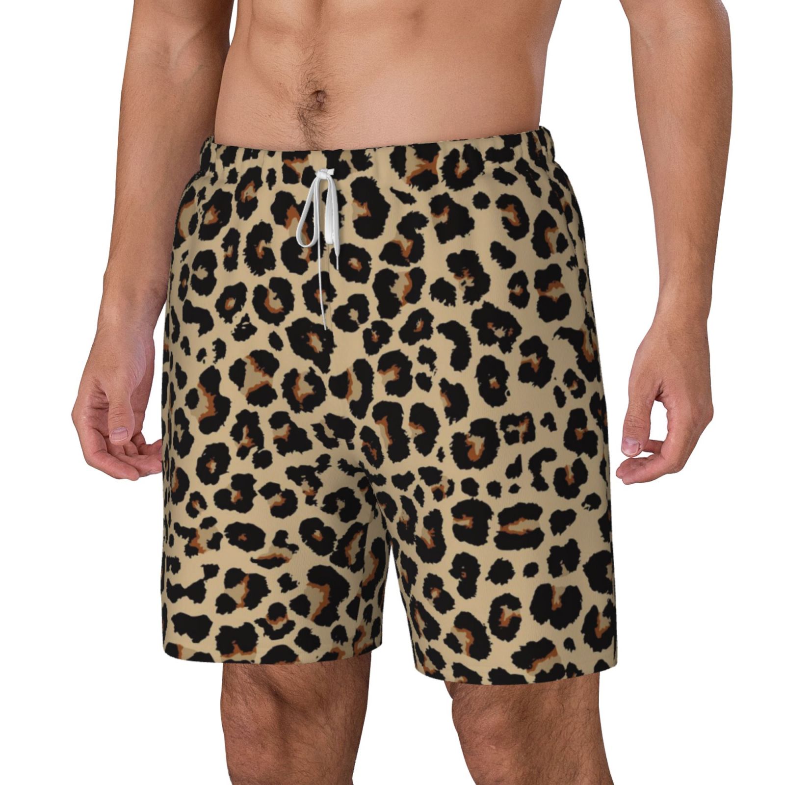 Xecao Leopard Print-1 for Men's Swimming Trunks Swim Trunks Quick Dry Swim Shorts with Mesh Lining Funny Swimwear Bathing Suits