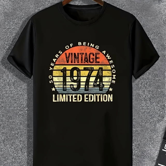 1pc Pegatina Edición Limitada de 1974 Adecuada para Camisetas, Sudaderas y Hoodies, Calcomanías para Hombres