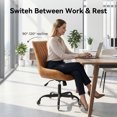 thumbnail image 5 of Armless PU Leather Office Chair, Mid-Back Desk Chair with Rubber Casters, 360 Swivel Adjustable Height, Space-Saving Computer Chair, 5 of 8