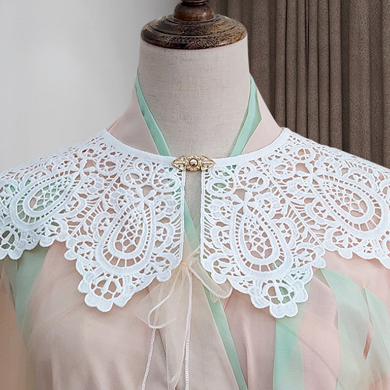 lace collar, Vintage 6 Two-Piece Floral Guipure Cotton Lace