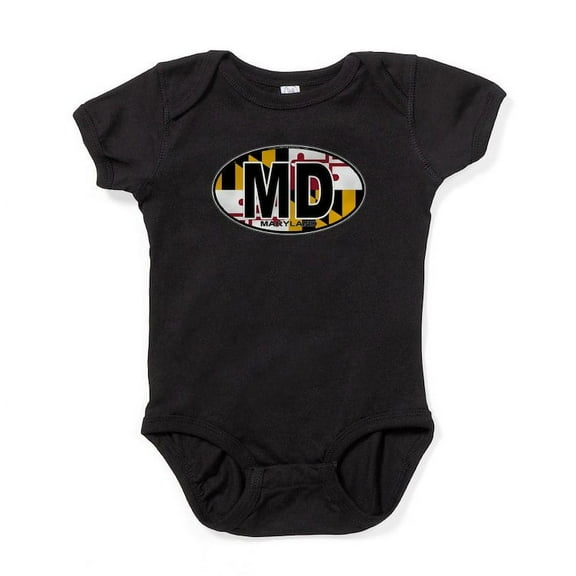 CafePress - Maryland MD Oval (W/Flag) Infant Bodysui Body Suit - Cute Infant Bodysuit Baby Romper - Size Newborn - 24 Months
