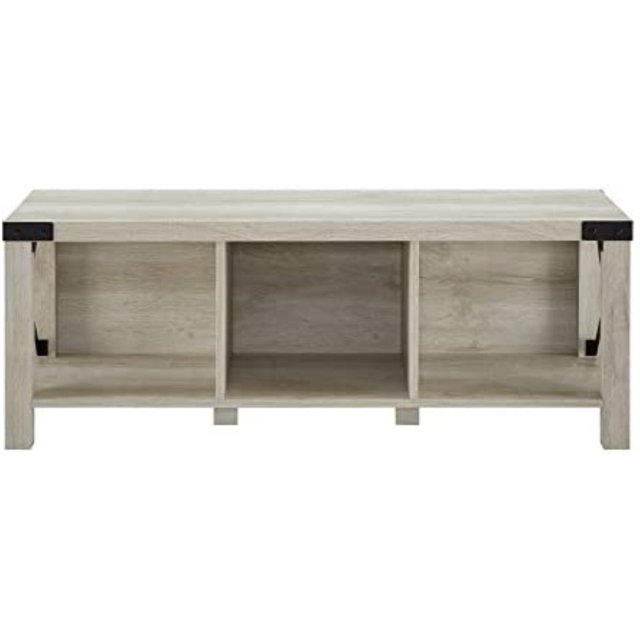 Walker Edison 48" Ferme en Métal X Banc d'Entrée avec Rangement - Chêne Blanc